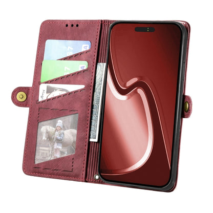 For iPhone 16 Pro Geometric Zipper Wallet Side Buckle Leather Phone Case(Red) by buy2fix