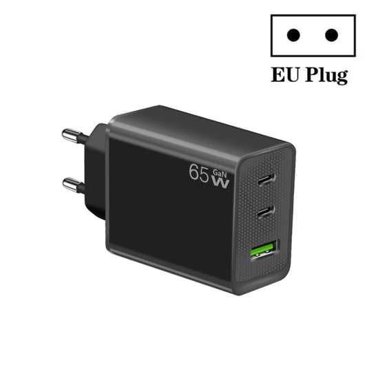 GaN PD65W Type-C x 2 + USB3.0 Laptop Adapter ,EU Plug(Black) by buy2fix
