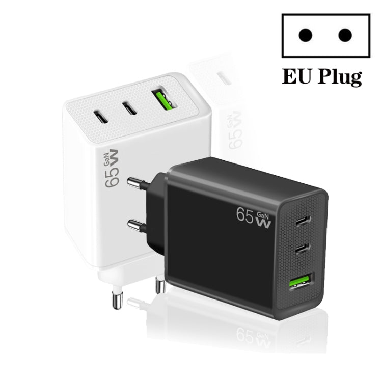 GaN PD65W Type-C x 2 + USB3.0 Laptop Adapter ,EU Plug(Black) by buy2fix