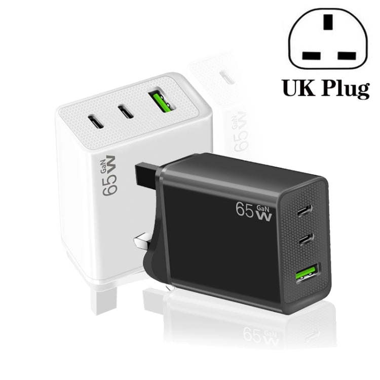 GaN PD65W Type-C x 2 + USB3.0 Laptop Adapter ,EU Plug(Black) by buy2fix