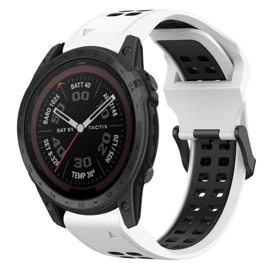 For Garmin Fenix 7 Pro 47mm Two Color Reverse Buckle 22mm Silicone Watch Band(White+Black)