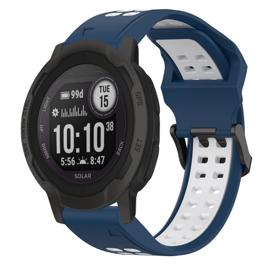 For Garmin Instinct 2 Two Color Reverse Buckle 22mm Silicone Watch Band(Blue+White)