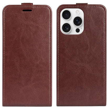 For iPhone 16 Pro R64 Texture Single Vertical Flip Leather Phone Case(Brown) by buy2fix