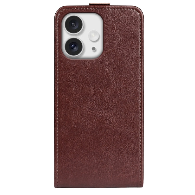 For iPhone 16 Pro R64 Texture Single Vertical Flip Leather Phone Case(Brown) by buy2fix