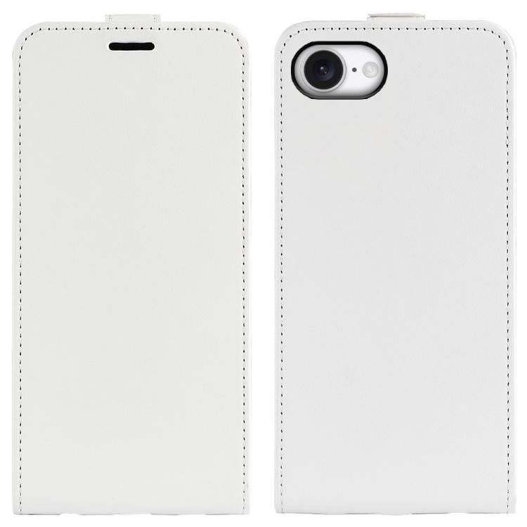 For iPhone 16e R64 Texture Single Vertical Flip Leather Phone Case(White) - iPhone 16e Cases by buy2fix | Online Shopping UK | buy2fix