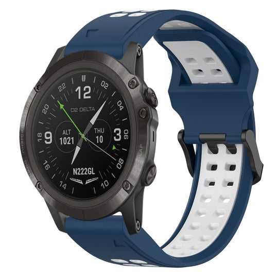For Garmin D2 Delta PX Two Color Reverse Buckle 26mm Silicone Watch Band(Blue+White)