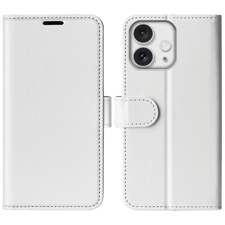 For iPhone 16 Pro R64 Texture Horizontal Flip Leather Phone Case(White) by buy2fix