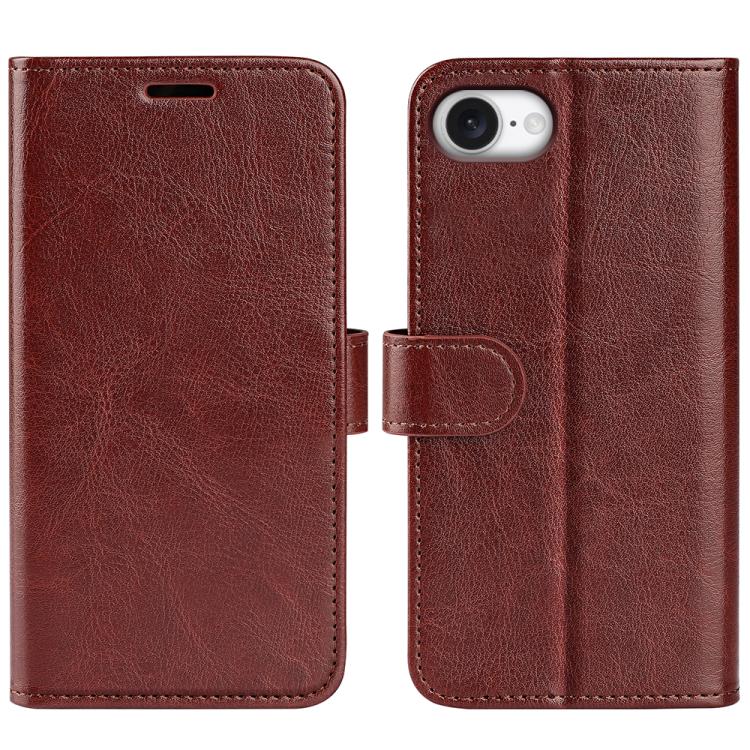 For iPhone 16e R64 Texture Horizontal Flip Leather Phone Case(Brown) - iPhone 16e Cases by buy2fix | Online Shopping UK | buy2fix