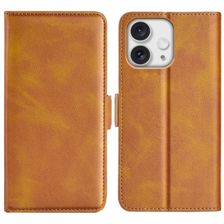 For iPhone 16 Pro Dual-side Magnetic Buckle Horizontal Flip Leather Phone Case(Yellow) by buy2fix
