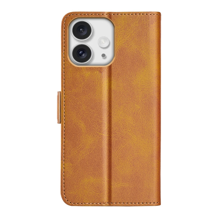 For iPhone 16 Pro Dual-side Magnetic Buckle Horizontal Flip Leather Phone Case(Yellow) by buy2fix