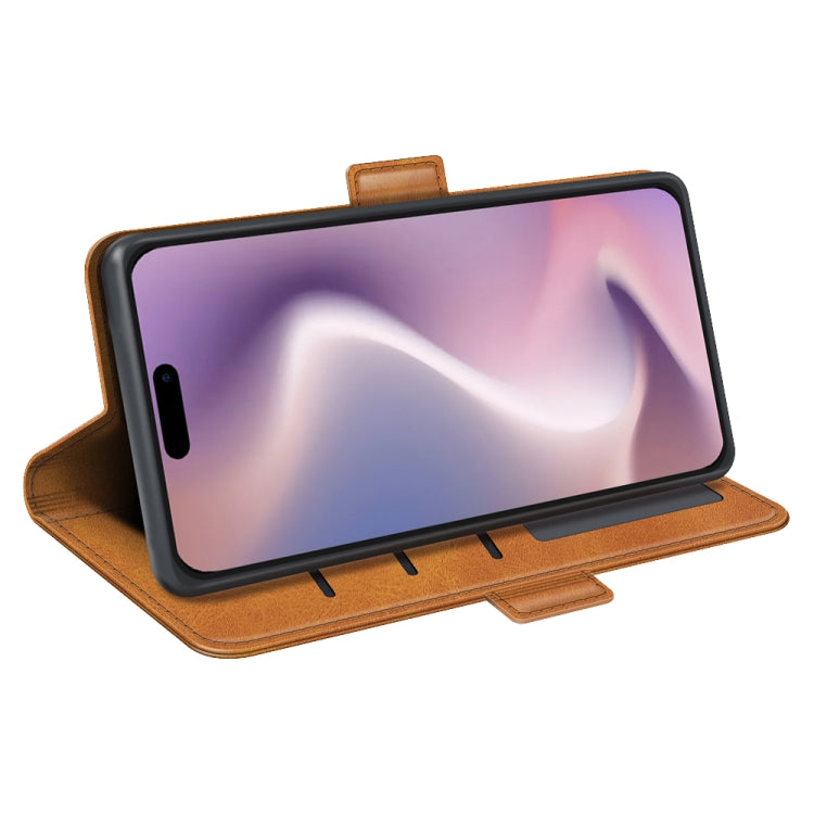 For iPhone 16 Pro Dual-side Magnetic Buckle Horizontal Flip Leather Phone Case(Yellow) by buy2fix