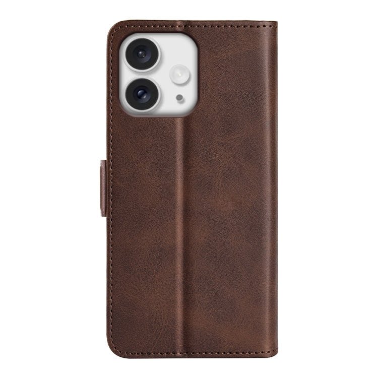 For iPhone 16 Pro Dual-side Magnetic Buckle Horizontal Flip Leather Phone Case(Brown) by buy2fix