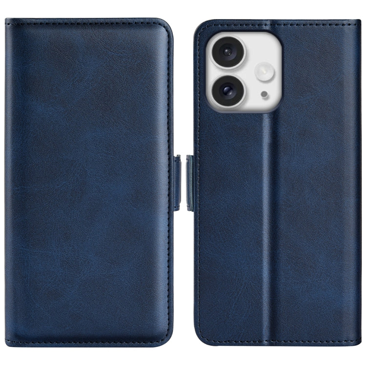 For iPhone 16 Pro Dual-side Magnetic Buckle Horizontal Flip Leather Phone Case(Dark Blue) by buy2fix