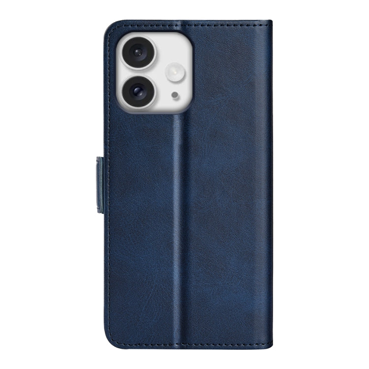 For iPhone 16 Pro Dual-side Magnetic Buckle Horizontal Flip Leather Phone Case(Dark Blue) by buy2fix