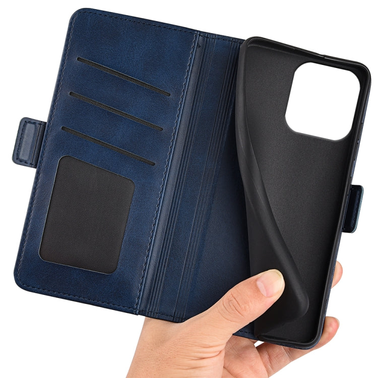 For iPhone 16 Pro Dual-side Magnetic Buckle Horizontal Flip Leather Phone Case(Dark Blue) by buy2fix