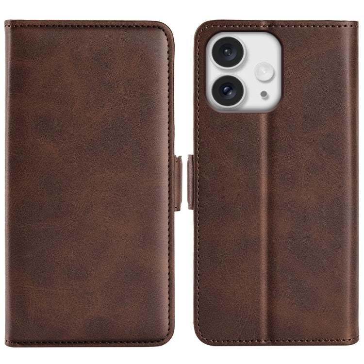 For iPhone 16 Pro Max Dual-side Magnetic Buckle Horizontal Flip Leather Phone Case(Brown) by buy2fix