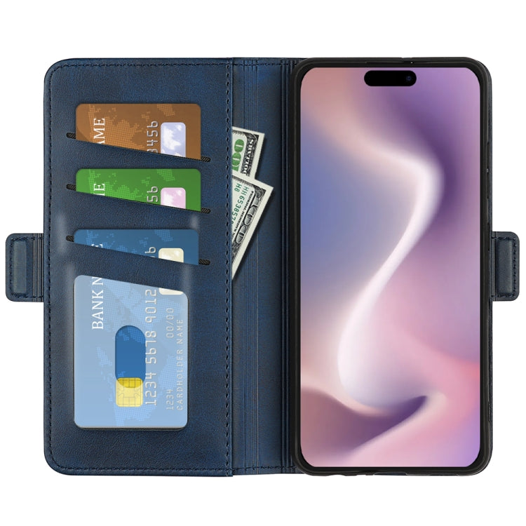 For iPhone 16 Pro Max Dual-side Magnetic Buckle Horizontal Flip Leather Phone Case(Dark Blue) by buy2fix