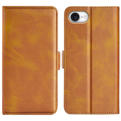 For iPhone 16e Dual-side Magnetic Buckle Horizontal Flip Leather Phone Case(Yellow) - iPhone 16e Cases by buy2fix | Online Shopping UK | buy2fix