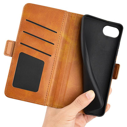 For iPhone 16e Dual-side Magnetic Buckle Horizontal Flip Leather Phone Case(Yellow) - iPhone 16e Cases by buy2fix | Online Shopping UK | buy2fix