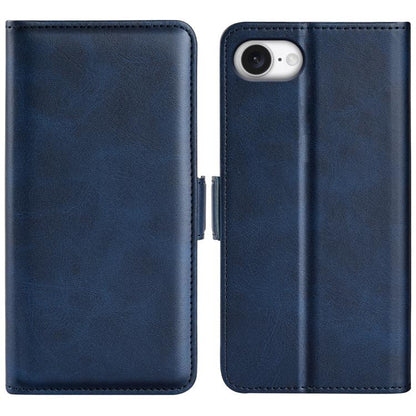 For iPhone 16e Dual-side Magnetic Buckle Horizontal Flip Leather Phone Case(Dark Blue) - iPhone 16e Cases by buy2fix | Online Shopping UK | buy2fix