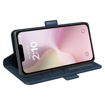 For iPhone 16e Dual-side Magnetic Buckle Horizontal Flip Leather Phone Case(Dark Blue) - iPhone 16e Cases by buy2fix | Online Shopping UK | buy2fix