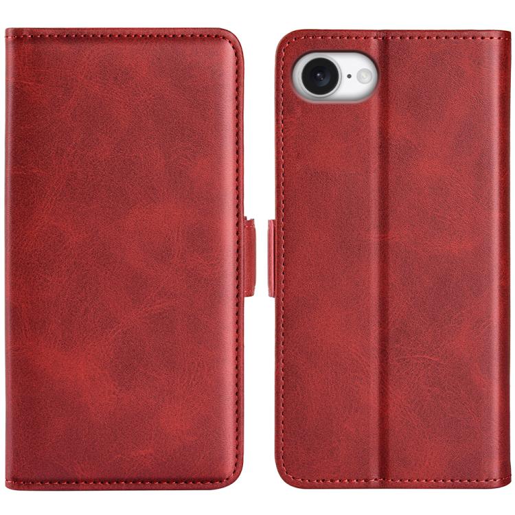 For iPhone 16e Dual-side Magnetic Buckle Horizontal Flip Leather Phone Case(Red) - iPhone 16e Cases by buy2fix | Online Shopping UK | buy2fix