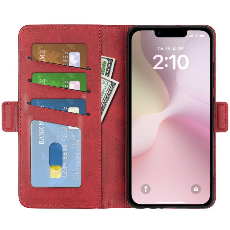 For iPhone 16e Dual-side Magnetic Buckle Horizontal Flip Leather Phone Case(Red) - iPhone 16e Cases by buy2fix | Online Shopping UK | buy2fix