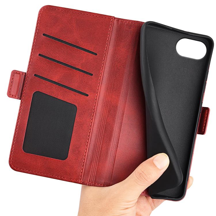 For iPhone 16e Dual-side Magnetic Buckle Horizontal Flip Leather Phone Case(Red) - iPhone 16e Cases by buy2fix | Online Shopping UK | buy2fix