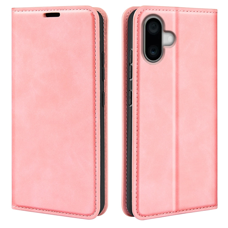 For iPhone 16 Retro-skin Magnetic Suction Leather Phone Case(Pink) - iPhone 16 Cases by buy2fix | Online Shopping UK | buy2fix