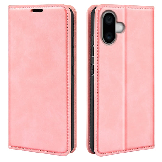 For iPhone 16 Retro-skin Magnetic Suction Leather Phone Case(Pink) - iPhone 16 Cases by buy2fix | Online Shopping UK | buy2fix