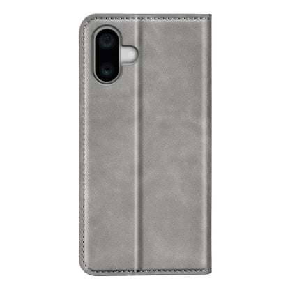 For iPhone 16 Plus Retro-skin Magnetic Suction Leather Phone Case(Grey) - iPhone 16 Plus Cases by buy2fix | Online Shopping UK | buy2fix
