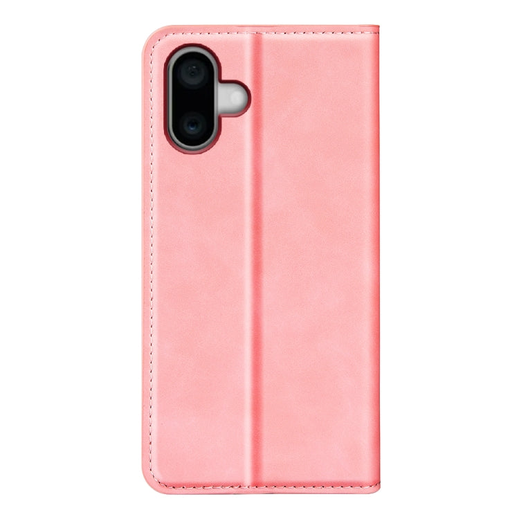 For iPhone 16 Plus Retro-skin  Magnetic Suction Leather Phone Case(Pink) - iPhone 16 Plus Cases by buy2fix | Online Shopping UK | buy2fix