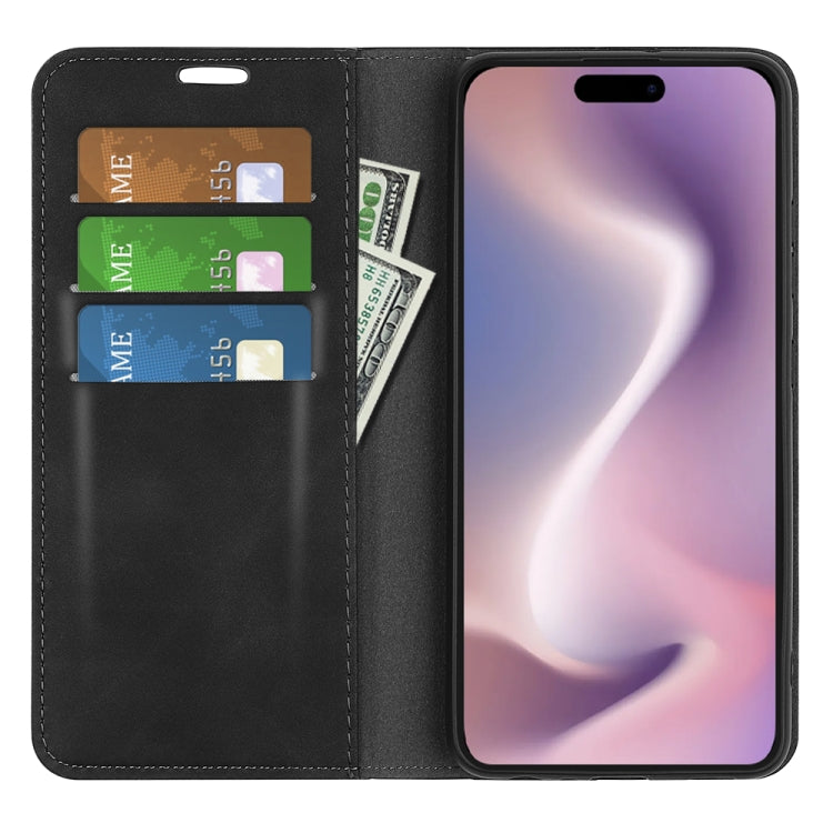 For iPhone 16 Pro Max Retro-skin Magnetic Suction Leather Phone Case(Black) by buy2fix