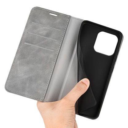 For iPhone 16 Pro Max Retro-skin Magnetic Suction Leather Phone Case(Grey) by buy2fix