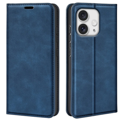 For iPhone 16 Pro Max Retro-skin Magnetic Suction Leather Phone Case(Dark Blue) by buy2fix