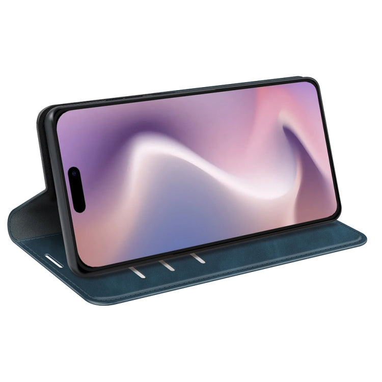For iPhone 16 Pro Max Retro-skin Magnetic Suction Leather Phone Case(Dark Blue) by buy2fix