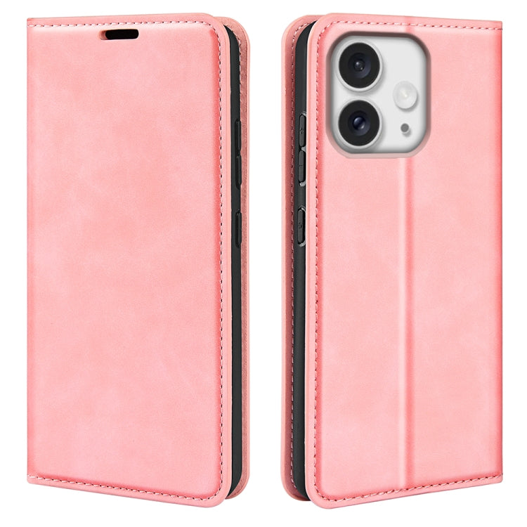 For iPhone 16 Pro Max Retro-skin Magnetic Suction Leather Phone Case(Pink) by buy2fix