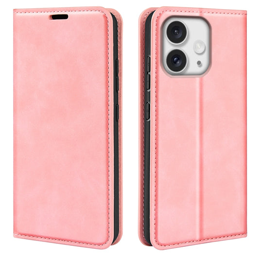 For iPhone 16 Pro Max Retro-skin Magnetic Suction Leather Phone Case(Pink) by buy2fix