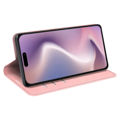 For iPhone 16 Pro Max Retro-skin Magnetic Suction Leather Phone Case(Pink) by buy2fix