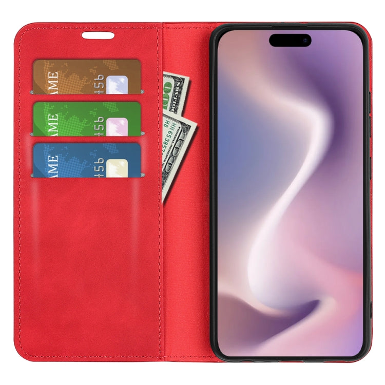 For iPhone 16 Pro Max Retro-skin Magnetic Suction Leather Phone Case(Red) by buy2fix
