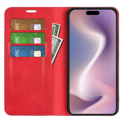 For iPhone 16 Pro Max Retro-skin Magnetic Suction Leather Phone Case(Red) by buy2fix