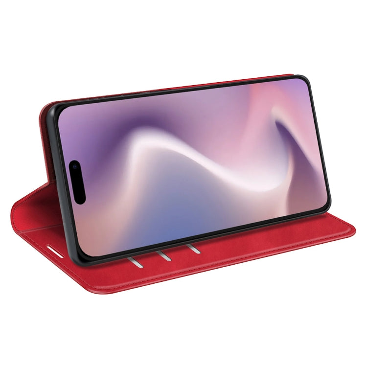 For iPhone 16 Pro Max Retro-skin Magnetic Suction Leather Phone Case(Red) by buy2fix