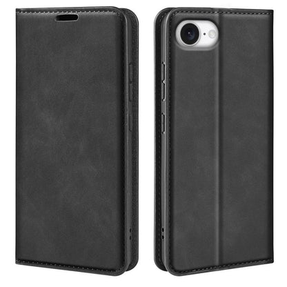 For iPhone 16e Retro-skin Magnetic Suction Leather Phone Case(Black) - iPhone 16e Cases by buy2fix | Online Shopping UK | buy2fix