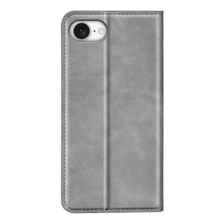 For iPhone 16e Retro-skin Magnetic Suction Leather Phone Case(Grey) - iPhone 16e Cases by buy2fix | Online Shopping UK | buy2fix
