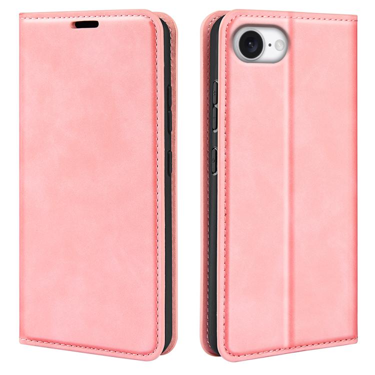 For iPhone 16e Retro-skin Magnetic Suction Leather Phone Case(Pink) - iPhone 16e Cases by buy2fix | Online Shopping UK | buy2fix