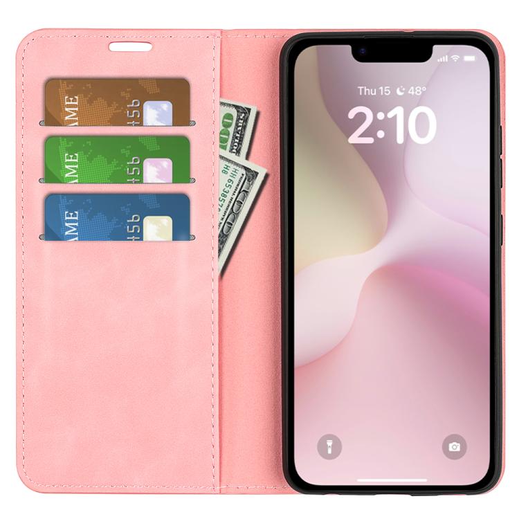 For iPhone 16e Retro-skin Magnetic Suction Leather Phone Case(Pink) - iPhone 16e Cases by buy2fix | Online Shopping UK | buy2fix