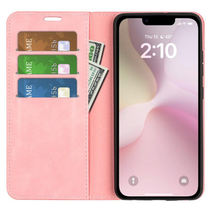 For iPhone 16e Retro-skin Magnetic Suction Leather Phone Case(Pink) - iPhone 16e Cases by buy2fix | Online Shopping UK | buy2fix