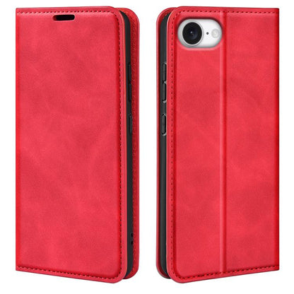For iPhone 16e Retro-skin  Magnetic Suction Leather Phone Case(Red) - iPhone 16e Cases by buy2fix | Online Shopping UK | buy2fix