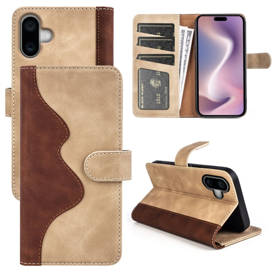 For iPhone 16 Plus Stitching Horizontal Flip Leather Phone Case(Yellow) - iPhone 16 Plus Cases by buy2fix | Online Shopping UK | buy2fix