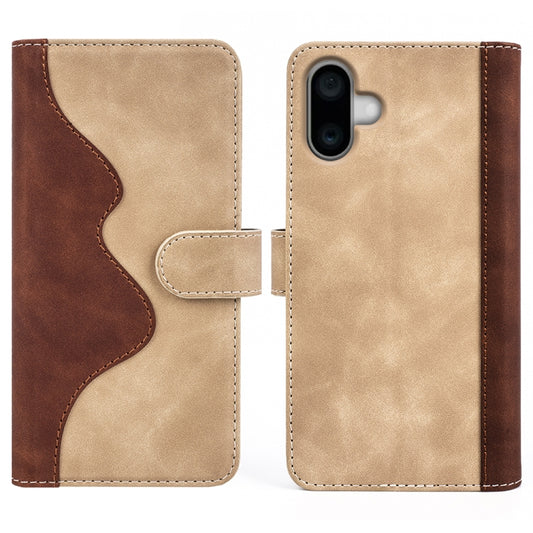 For iPhone 16 Plus Stitching Horizontal Flip Leather Phone Case(Yellow) - iPhone 16 Plus Cases by buy2fix | Online Shopping UK | buy2fix
